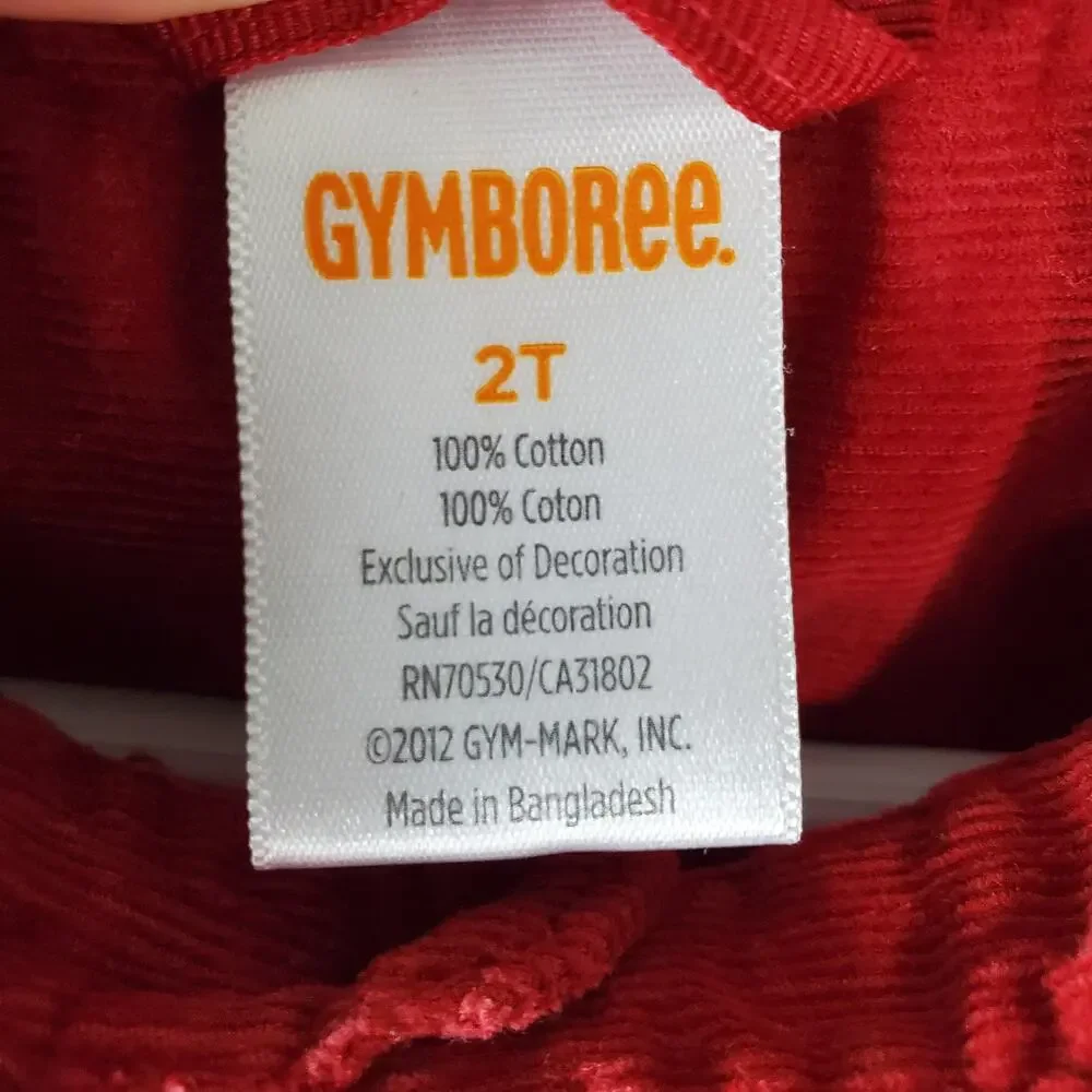 Gymboree Boys Red North Pole Express Button Down Train Corduroy Shirt Size 2T